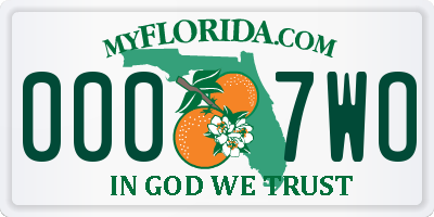 FL license plate 0007WO