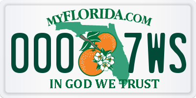 FL license plate 0007WS