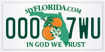 FL license plate 0007WU