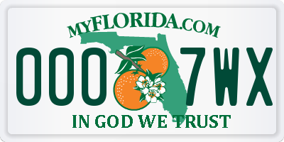 FL license plate 0007WX