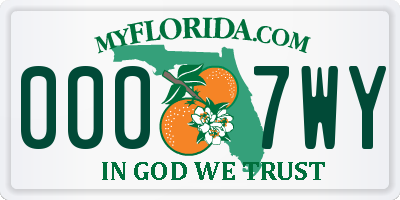 FL license plate 0007WY