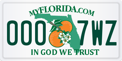 FL license plate 0007WZ