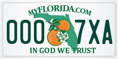 FL license plate 0007XA