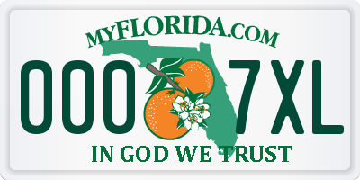 FL license plate 0007XL