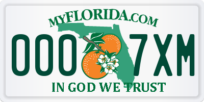 FL license plate 0007XM