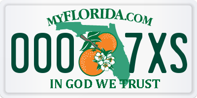 FL license plate 0007XS