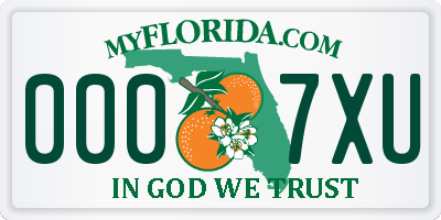 FL license plate 0007XU