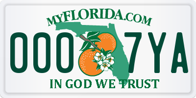 FL license plate 0007YA