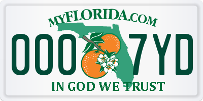 FL license plate 0007YD