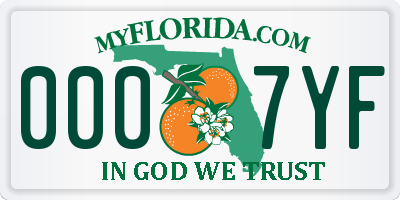 FL license plate 0007YF