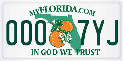 FL license plate 0007YJ