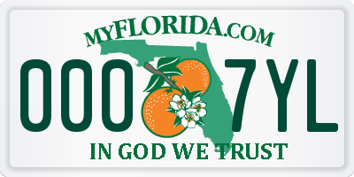 FL license plate 0007YL