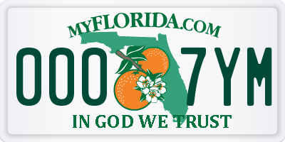 FL license plate 0007YM