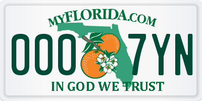 FL license plate 0007YN