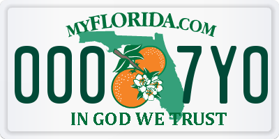 FL license plate 0007YO
