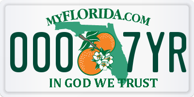 FL license plate 0007YR