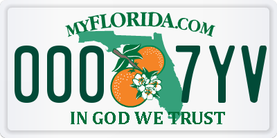 FL license plate 0007YV