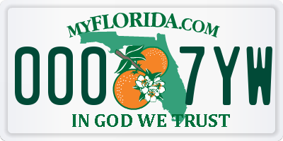 FL license plate 0007YW