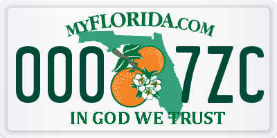 FL license plate 0007ZC