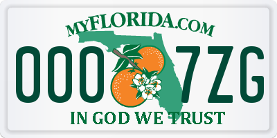 FL license plate 0007ZG