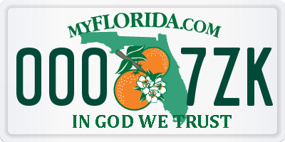FL license plate 0007ZK