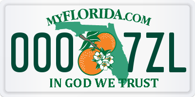 FL license plate 0007ZL