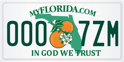 FL license plate 0007ZM