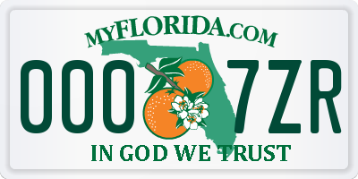 FL license plate 0007ZR