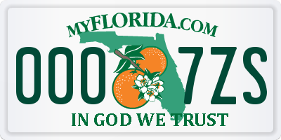 FL license plate 0007ZS