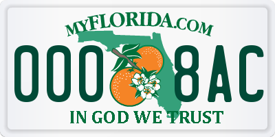 FL license plate 0008AC