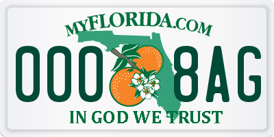 FL license plate 0008AG