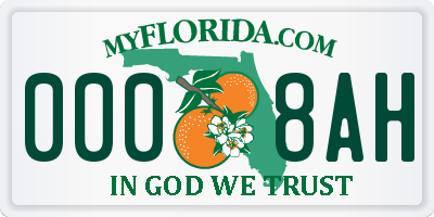 FL license plate 0008AH