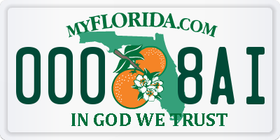 FL license plate 0008AI