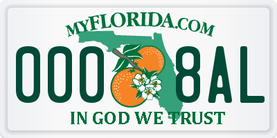 FL license plate 0008AL