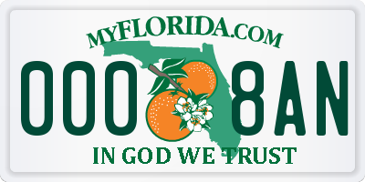 FL license plate 0008AN