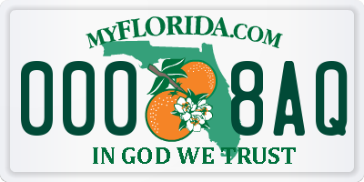 FL license plate 0008AQ