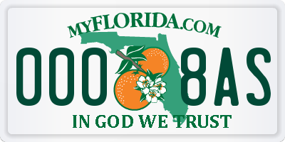 FL license plate 0008AS