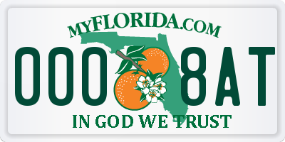 FL license plate 0008AT