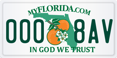 FL license plate 0008AV