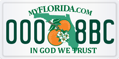 FL license plate 0008BC