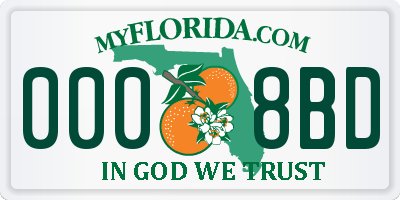 FL license plate 0008BD