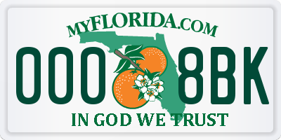 FL license plate 0008BK