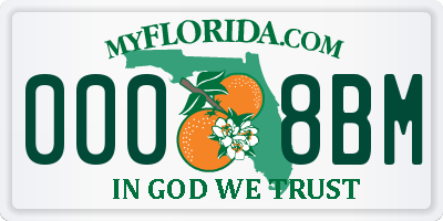 FL license plate 0008BM