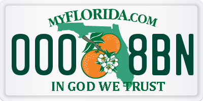 FL license plate 0008BN