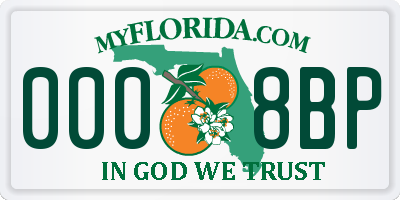 FL license plate 0008BP