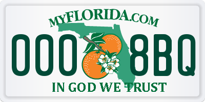 FL license plate 0008BQ