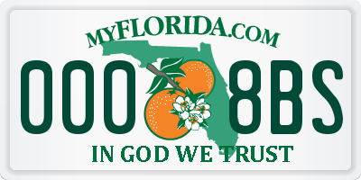 FL license plate 0008BS
