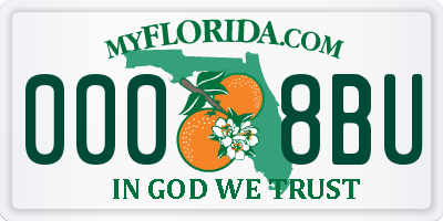 FL license plate 0008BU