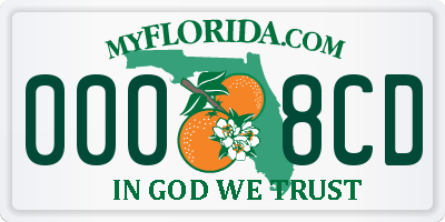 FL license plate 0008CD