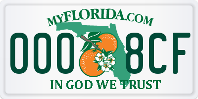 FL license plate 0008CF